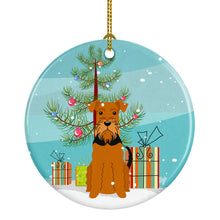 Load image into Gallery viewer, Merry Christmas Tree Airedale Ornament - Round Ceramic Ornament – Artist-Designed Keepsake Decoration BB4166CO1
