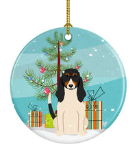 Load image into Gallery viewer, Merry Christmas Tree Swiss Hound Ornament - Round Ceramic Ornament – Artist-Designed Keepsake Decoration BB4169CO1