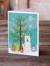 Load image into Gallery viewer, Merry Christmas Tree White German Shepherd Greeting Cards Pack of 8