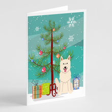Load image into Gallery viewer, Merry Christmas Tree White German Shepherd Greeting Cards Pack of 8