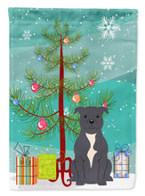 Load image into Gallery viewer, Merry Christmas Tree Staffordshire Bull Terrier Blue Garden Flag - Outdoor Decorative Yard Flag BB4171GF