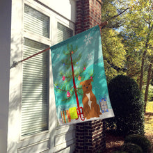 Load image into Gallery viewer, Merry Christmas Tree Staffordshire Bull Terrier Brown Flag Canvas House Size BB4172CHF