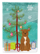 Load image into Gallery viewer, Merry Christmas Tree Staffordshire Bull Terrier Brown Garden Flag - Outdoor Decorative Yard Flag BB4172GF