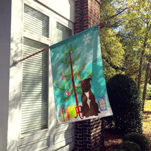 Load image into Gallery viewer, Merry Christmas Tree Staffordshire Bull Terrier Chocolate Flag Canvas House Size BB4173CHF