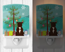 Load image into Gallery viewer, Merry Christmas Tree Staffordshire Bull Terrier Chocolate Ceramic Night Light BB4173CNL