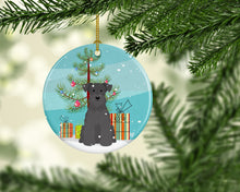 Load image into Gallery viewer, Merry Christmas Tree Miniature Schanuzer Black Ornament - Round Ceramic Ornament – Artist-Designed Keepsake Decoration BB4176CO1