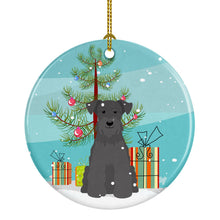 Load image into Gallery viewer, Merry Christmas Tree Miniature Schanuzer Black Ornament - Round Ceramic Ornament – Artist-Designed Keepsake Decoration BB4176CO1