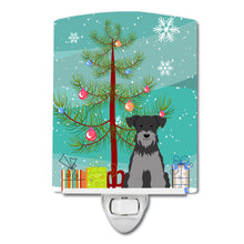 Load image into Gallery viewer, Merry Christmas Tree Miniature Schanuzer Black Silver Ceramic Night Light BB4177CNL