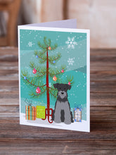 Load image into Gallery viewer, Merry Christmas Tree Miniature Schnauzer Black Silver Greeting Cards Pack of 8