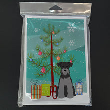Load image into Gallery viewer, Merry Christmas Tree Miniature Schnauzer Black Silver Greeting Cards Pack of 8