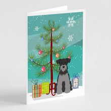 Load image into Gallery viewer, Merry Christmas Tree Miniature Schnauzer Black Silver Greeting Cards Pack of 8