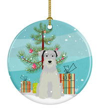 Load image into Gallery viewer, Merry Christmas Tree Miniature Schanuzer White Ornament - Round Ceramic Ornament – Artist-Designed Keepsake Decoration BB4178CO1