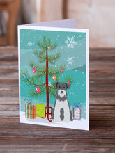 Load image into Gallery viewer, Merry Christmas Tree Miniature Schnauzer Salt and Pepper Greeting Cards Pack of 8