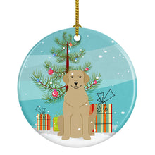 Load image into Gallery viewer, Merry Christmas Tree Yellow Labrador Ornament - Round Ceramic Ornament – Artist-Designed Keepsake Decoration BB4180CO1