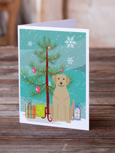 Load image into Gallery viewer, Merry Christmas Tree Yellow Labrador Greeting Cards Pack of 8