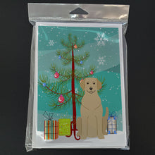 Load image into Gallery viewer, Merry Christmas Tree Yellow Labrador Greeting Cards Pack of 8