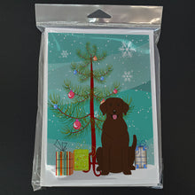 Load image into Gallery viewer, Merry Christmas Tree Chocolate Labrador Greeting Cards Pack of 8