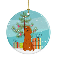 Load image into Gallery viewer, Merry Christmas Tree Irish Setter Ornament - Round Ceramic Ornament – Artist-Designed Keepsake Decoration BB4189CO1