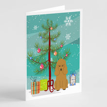 Load image into Gallery viewer, Merry Christmas Tree Poodle Tan Greeting Cards Pack of 8