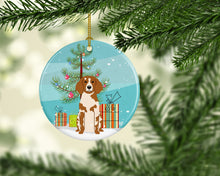 Load image into Gallery viewer, Merry Christmas Tree Brittany Spaniel Ornament - Round Ceramic Ornament – Artist-Designed Keepsake Decoration BB4197CO1