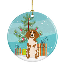 Load image into Gallery viewer, Merry Christmas Tree Brittany Spaniel Ornament - Round Ceramic Ornament – Artist-Designed Keepsake Decoration BB4197CO1