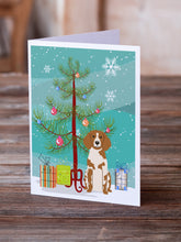 Load image into Gallery viewer, Merry Christmas Tree Brittany Spaniel Greeting Cards Pack of 8