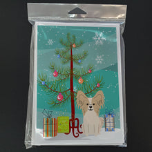Load image into Gallery viewer, Merry Christmas Tree Papillon Sable White Greeting Cards Pack of 8