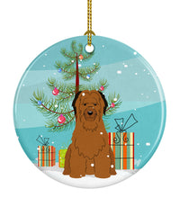 Load image into Gallery viewer, Merry Christmas Tree Briard Brown Ornament - Round Ceramic Ornament – Artist-Designed Keepsake Decoration BB4207CO1