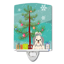 Load image into Gallery viewer, Merry Christmas Tree Shih Tzu Silver White Ceramic Night Light BB4210CNL