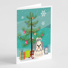 Load image into Gallery viewer, Merry Christmas Tree Shih Tzu Silver White Greeting Cards Pack of 8