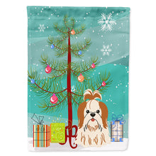 Load image into Gallery viewer, Merry Christmas Tree Shih Tzu Red White Flag Canvas House Size BB4212CHF
