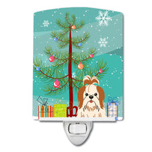 Load image into Gallery viewer, Merry Christmas Tree Shih Tzu Red White Ceramic Night Light BB4212CNL