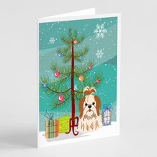 Load image into Gallery viewer, Merry Christmas Tree Shih Tzu Red White Greeting Cards Pack of 8