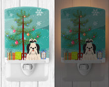 Load image into Gallery viewer, Merry Christmas Tree Shih Tzu Black White Ceramic Night Light BB4213CNL