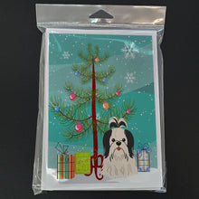 Load image into Gallery viewer, Merry Christmas Tree Shih Tzu Black White Greeting Cards Pack of 8