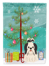 Load image into Gallery viewer, Merry Christmas Tree Shih Tzu Black White Garden Flag - Outdoor Decorative Yard Flag BB4213GF