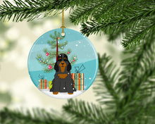 Load image into Gallery viewer, Merry Christmas Tree Cocker Spaniel Black Tan Ornament - Round Ceramic Ornament – Artist-Designed Keepsake Decoration BB4218CO1