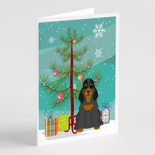 Load image into Gallery viewer, Merry Christmas Tree Cocker Spaniel Black Tan Greeting Cards Pack of 8