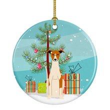 Load image into Gallery viewer, Merry Christmas Tree Whippet Ornament - Round Ceramic Ornament – Artist-Designed Keepsake Decoration BB4224CO1