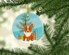Load image into Gallery viewer, Merry Christmas Tree Corgi Ornament - Round Ceramic Ornament – Artist-Designed Keepsake Decoration BB4225CO1