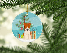 Load image into Gallery viewer, Merry Christmas Tree Wire Fox Terrier Ornament - Round Ceramic Ornament – Artist-Designed Keepsake Decoration BB4226CO1