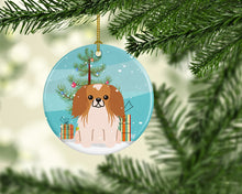 Load image into Gallery viewer, Merry Christmas Tree Pekingnese Red White Ornament - Round Ceramic Ornament – Artist-Designed Keepsake Decoration BB4228CO1