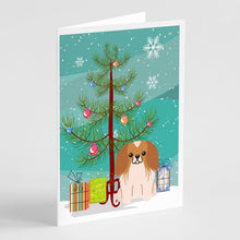 Load image into Gallery viewer, Merry Christmas Tree Pekingese Red White Greeting Cards Pack of 8