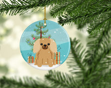 Load image into Gallery viewer, Merry Christmas Tree Pekingnese Fawn Sable Ornament - Round Ceramic Ornament – Artist-Designed Keepsake Decoration BB4229CO1