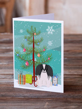Load image into Gallery viewer, Merry Christmas Tree Pekingese Black White Greeting Cards Pack of 8
