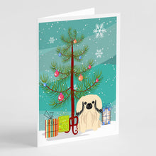 Load image into Gallery viewer, Merry Christmas Tree Pekingese Cream Greeting Cards Pack of 8
