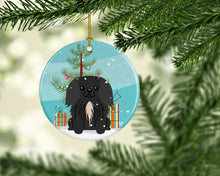 Load image into Gallery viewer, Merry Christmas Tree Pekingnese Black Ornament - Round Ceramic Ornament – Artist-Designed Keepsake Decoration BB4232CO1