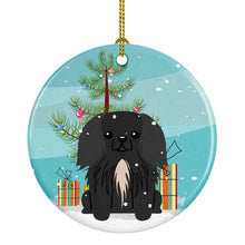 Load image into Gallery viewer, Merry Christmas Tree Pekingnese Black Ornament - Round Ceramic Ornament – Artist-Designed Keepsake Decoration BB4232CO1