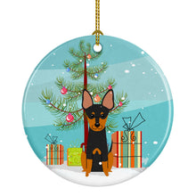 Load image into Gallery viewer, Merry Christmas Tree English Toy Terrier Ornament - Round Ceramic Ornament – Artist-Designed Keepsake Decoration BB4234CO1