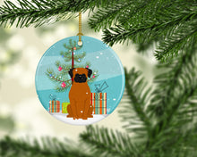 Load image into Gallery viewer, Merry Christmas Tree Fawn Boxer Ornament - Round Ceramic Ornament – Artist-Designed Keepsake Decoration BB4240CO1